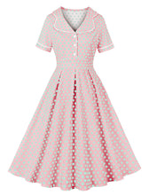 Load image into Gallery viewer, Green Sweet Polka Dots 1950S Vintage Swing Dress