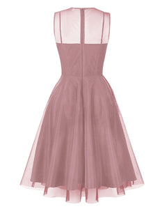 Nude Pink Mesh 1950S Vintage Swing Dress