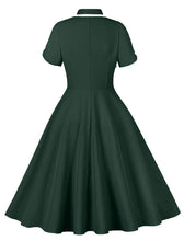 Load image into Gallery viewer, Rose Turn Down Collar Short Sleeve 1950S Vintage Dress