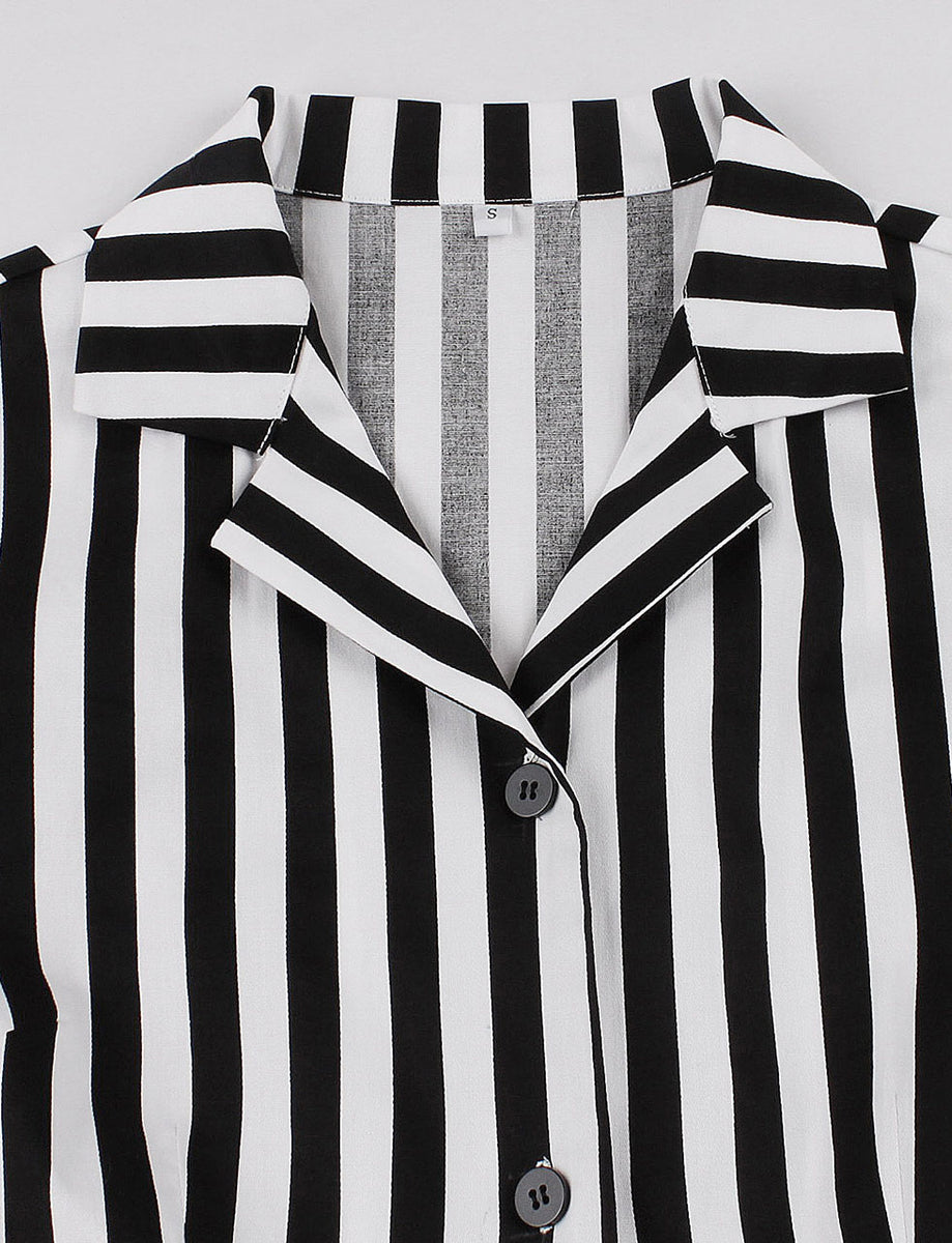 Beetlejuice Costume Turndown Collar 1960S Dress With Black and White V ...