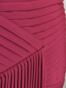 Burgundy Pleated Off-shoulder Maxi Dress