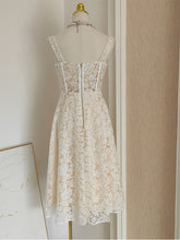 Load image into Gallery viewer, White Flower Lace Corset Mini Swing Party Dress