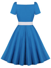 Load image into Gallery viewer, Klein Blue Vintage Square Collar 1950S Vintage Dress