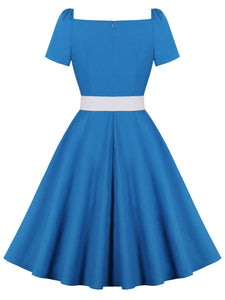 Klein Blue Vintage Square Collar 1950S Vintage Dress