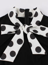 Load image into Gallery viewer, Black And White Polka Dots Bow Collar 1950s Vintage Swing Dress