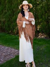 Load image into Gallery viewer, Bohemian Hollowed-out Tassel Scarf Shawl with A White V-neck Shell Boho Maxi Dress