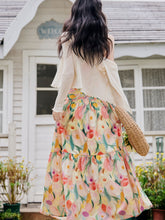 Load image into Gallery viewer, Rainbow Tulips Spaghetti Strap Vintage Swing Holiday Maxi Dress