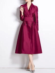 Purple V Neck Long Sleeve  1950S Vintage Dress Coat