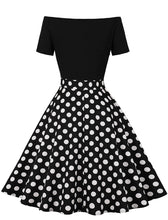 Load image into Gallery viewer, Off Shoulder Polka Dots 1950S Vintage Swing Dress With Button