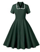 Load image into Gallery viewer, Rose Turn Down Collar Short Sleeve 1950S Vintage Dress