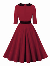 Load image into Gallery viewer, Navy Suit Collar 1950S Vintage Swing Dress