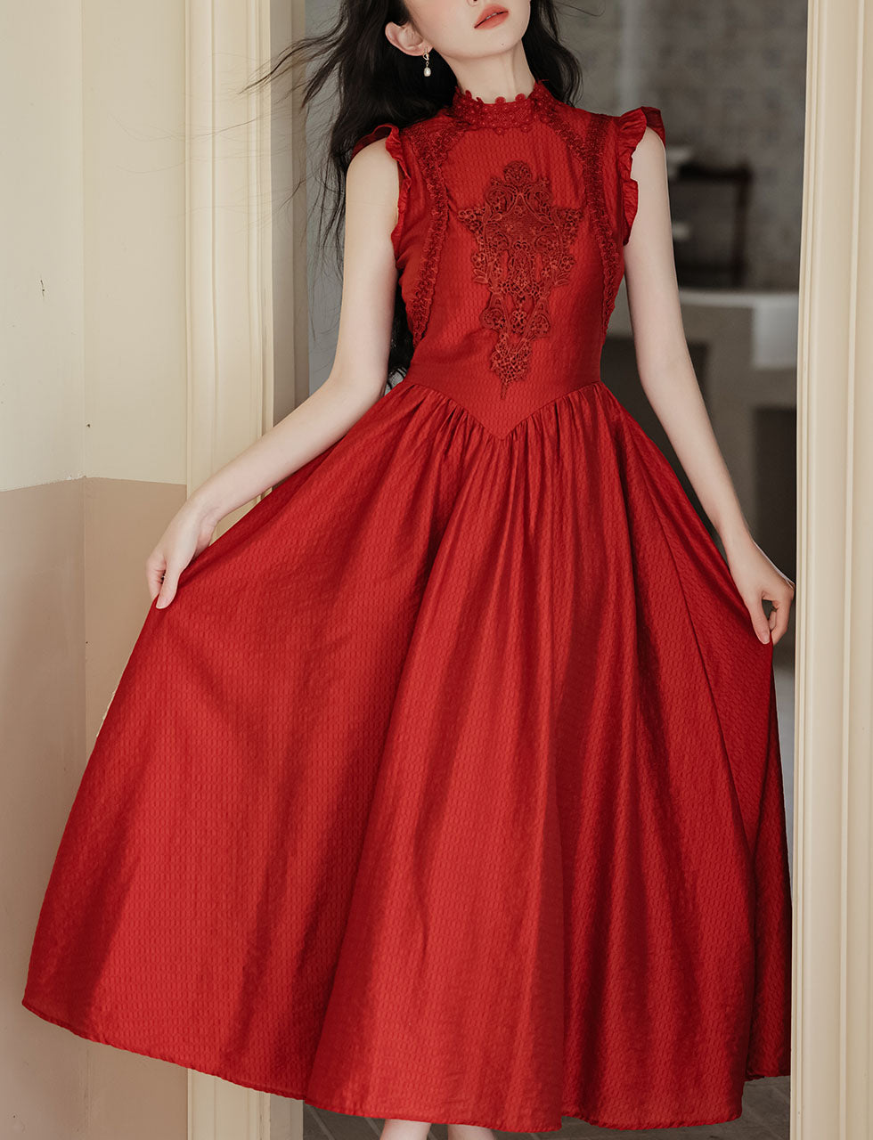 Red lace summer dress online