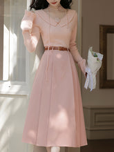 Load image into Gallery viewer, 2PS Pink Rose V Neck Sweater And Swing Skirt Vintage outfit