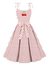 Load image into Gallery viewer, Sweet Love Polka Dots Print  Spaghetti Strap 1950s Vintage Swing Dress