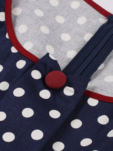 Load image into Gallery viewer, White Polka Dots  Square Collar Puff Sleeve 1950S Vintage Swing Dress