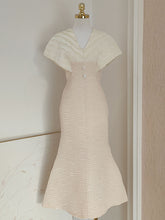 Load image into Gallery viewer, White V Neck Flower Fishtail Party Dress