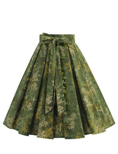 Load image into Gallery viewer, 1950S Green High Waist Pleated Swing Skirt