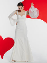 Load image into Gallery viewer, White Long Sleeve Wedding Mermaid Dress