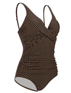 V Neck Polka Dots Retro Style One Piece Trigonal Bikini For Beach