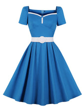 Load image into Gallery viewer, Klein Blue Vintage Square Collar 1950S Vintage Dress