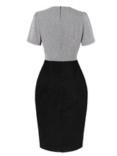 Load image into Gallery viewer, Black V Neck 1950s Vintage Bodycon Dress