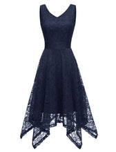 Load image into Gallery viewer, Autumn Lace V Neck Sleeveless Irregular Hem 50s Party Dress