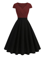 Load image into Gallery viewer, Pink and Black V Neck Cap Sleeve Swing 1950S Vintage Dress