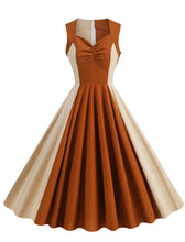 Load image into Gallery viewer, Brown Two-tone Colorblock Vintage Dress Inspired by Mrs.Maisel