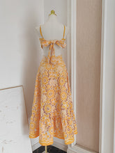 Load image into Gallery viewer, Yellow Lace Flower Halter Backless Swing Dress