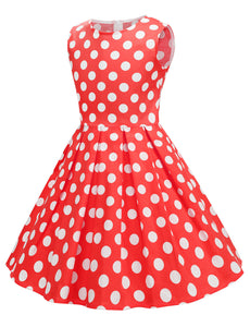 Kids Little Girls' Dress Polka Dots 1950S Vintage Dress