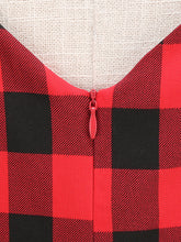 Load image into Gallery viewer, 1950s Crew Neck Plaid Cap Sleeve Vintage Swing Dress