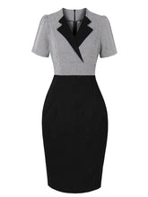 Load image into Gallery viewer, Black V Neck 1950s Vintage Bodycon Dress