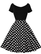 Load image into Gallery viewer, Off Shoulder Polka Dots 1950S Vintage Swing Dress With Button