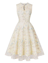 Load image into Gallery viewer, Plum Flower Embroidered 1950S Vintage Swing Dress