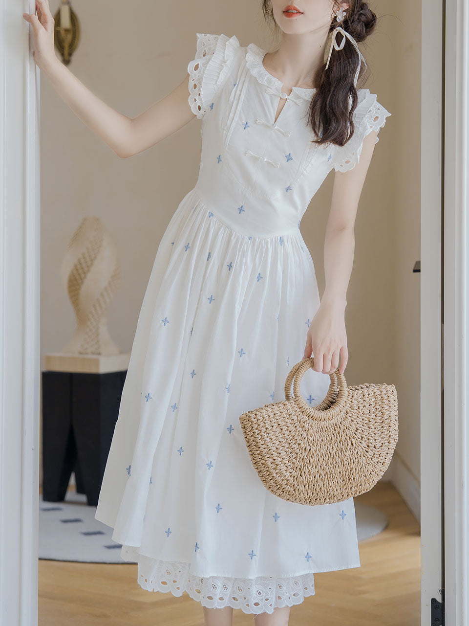 Star embroidered outlet dress