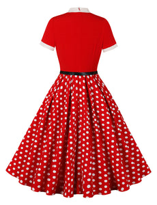 BowKnot Collar Polka Dots Vintage 1950S Dress