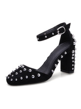 Load image into Gallery viewer, Women&#39;s Piont Toe Rivet Chunky Heel Sandals Leather Vintage Shoes