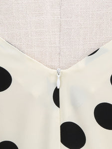 1950s White Polka Dots Short Sleeve Vintage Swing Dress Inspired by Cruella