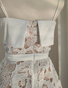 White Lace Spaghetti Strap Gown Party Dress