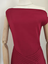 Load image into Gallery viewer, Burgundy Pleated Off-shoulder Maxi Dress