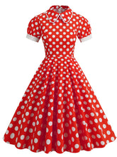 Load image into Gallery viewer, Minnie 1950s Peter Pan Polka Dot Swing Dress With Headband Gloves Set