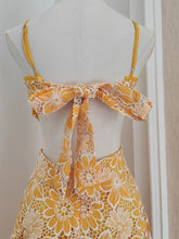 Load image into Gallery viewer, Yellow Lace Flower Halter Backless Swing Dress