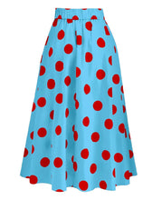 Load image into Gallery viewer, Bow Retro Style One Piece With Polka Dots Bathing Suit Swing Skirt