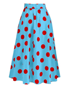 Bow Retro Style One Piece With Polka Dots Bathing Suit Swing Skirt