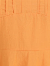 Load image into Gallery viewer, Orange Square Collar Puff Sleeve 1950S Cotton Dress