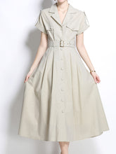 Load image into Gallery viewer, 1940S Lapel Shirt Cotton Dress with Pockets