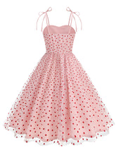 Load image into Gallery viewer, Pink Spaghetti Strap Sweet Heart Swing 1950S Vintage Dress