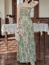 Load image into Gallery viewer, Green Bohemian Floral Print Chiffon Maxi Dress Prom Dress With Cardigan