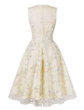 Load image into Gallery viewer, Plum Flower Embroidered 1950S Vintage Swing Dress