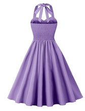 Load image into Gallery viewer, Purple Sweet Heart Halter Sleeveless 1950S Vintage Dress With Pockets